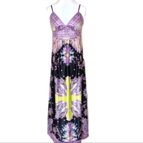 ECI Dresses & Skirts - ECI•Purple Paisley Charmeuse Silky•Maxi•Dress•Sz 6